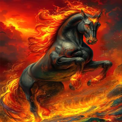 1000 PCS Jigsaw Puzzle for Adults - Fire Mythical Creature Horse Puzzles, Fiery Fantasy Stallion Art, Powerful Black Horse with Flaming Mane, Challenging Relaxing Hobby Gift (Horse)