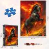 1000 PCS Jigsaw Puzzle for Adults - Fire Mythical Creature Horse Puzzles, Fiery Fantasy Stallion Art, Powerful Black Horse with Flaming Mane, Challenging Relaxing Hobby Gift (Horse) view 2
