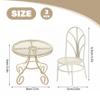 3Pcs Miniature Table Chairs Set Iron Dollhouse Furniture for Fairy Garden Decor Miniature Chair Table for Dolls Display Beige view 3