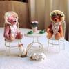 3Pcs Miniature Table Chairs Set Iron Dollhouse Furniture for Fairy Garden Decor Miniature Chair Table for Dolls Display Beige view 4
