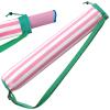 Sunnymove 34 Inch Long Mahjong Mat Bag Summer Double Strapped Canvas Drawstring Mahjong Holder Lightweight Outdoor Carrying Bag for Board Games Storage-mat Not Include (Pink,White,Striped,1 Pc) view 1