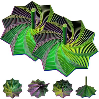 3D Printed Expanded Sensory Fidget Star,Stress-Relief Spinning Tower Toy with Handles,Sensory Toys for Adults & Teens,Honeycomb Whirling Spiral Design for ADHD &Stress Relief (L-25rings-2Pcs)