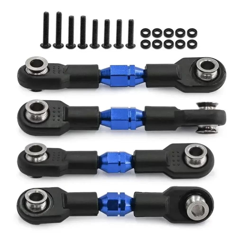 COMODO 4Pcs Adjustable Aluminum Turnbuckles for 1/10 Scale RC Cars Red or Blue(Blue)