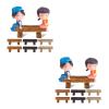12pcs Miniature Resin Wood Bench: 2. 2" Retro Double Seat Stool Model Dollhouse Furniture for Dollhouse Decor, Fairy Garden Accessories, Succulent Pot Decor, Bonsai Terrarium & DIY Micro Landscape view 1