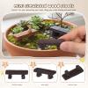 12pcs Miniature Resin Wood Bench: 2. 2" Retro Double Seat Stool Model Dollhouse Furniture for Dollhouse Decor, Fairy Garden Accessories, Succulent Pot Decor, Bonsai Terrarium & DIY Micro Landscape view 2