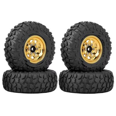 Compatible with Axial for SCX24 AX24 for TRX4M 1/18 1/24 RC Crawler Car 4pcs 50mm Metal 1.0" Beadlock Deep Dish Wheel Tire Set RC Assortment(Yellow)