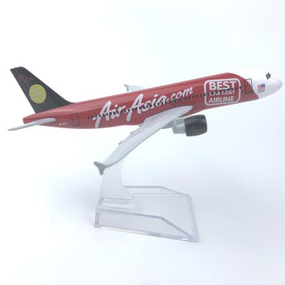 AirAsia A320 Diecast Plane Model 1:400 Scale 16cm Alloy Jet Airliner Replica Aircraft for Collectible Display Shelf