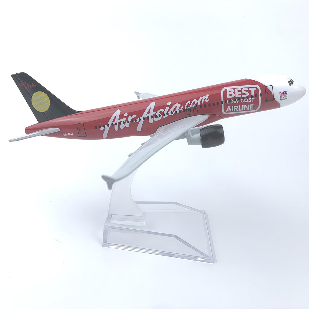 AirAsia A320 Diecast Plane Model 1:400 Scale 16cm Alloy Jet Airliner Replica Aircraft for Collectible Display Shelf