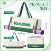 Abbylike 28x9 Inches Mahjong Bag for Rolled Mat Tiles Racks Pushers Accessories Empty Mahjong Tote Bag with Zipper Closure Outer Pockets Lining Large Capacity(Beige&Green,Canvas) view 2
