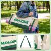 Abbylike 28x9 Inches Mahjong Bag for Rolled Mat Tiles Racks Pushers Accessories Empty Mahjong Tote Bag with Zipper Closure Outer Pockets Lining Large Capacity(Beige&Green,Canvas) view 4
