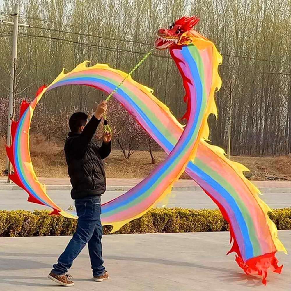 ARGENTFLUX Dancing Dragon Flag, Rainbow Colours, with Header and Travel Bag, Outdoor Sports, Fitness, Parent-Child Games(8 m (26 ft))