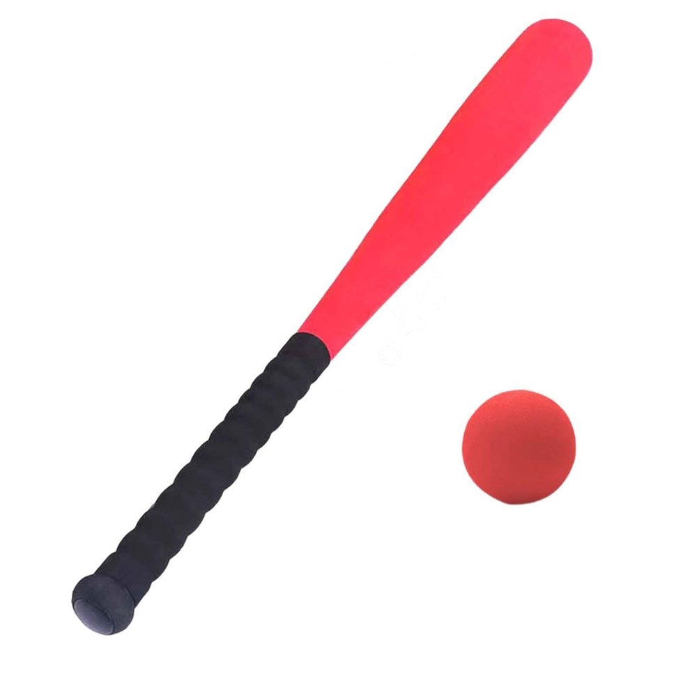 Yunmeryker Kids Foam Baseball Bat and Ball T Ball Set Lightweight Soft Handle Children Softball Baseball Bat for Game Learning, Red