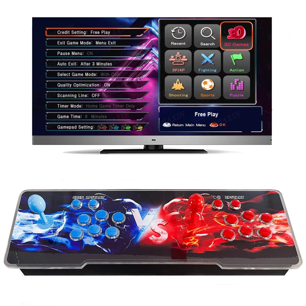 26800 DX Arcade Game Console Retro Game Machine for PC & Projector & TV, 2-4 Players, 1280X720, 3D Games Box, Search/Hide/Save/Load/Pause Games, Favorite List (30000 70s)