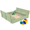Best Choice Products Large Outdoor Wooden Sand Box for Kids, Sandbox with Cover, Bench Seats Support up to 220 lbs, Bottom Liner for Drainage, Cedar Wood - Sage view 1