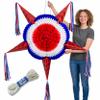 American Flag Pinata Giant 52 USA Red, White, and Blue Piata with 25-ft Rope Included America 250 Decorations, 4th of July TexMex Fun Stuff view 1