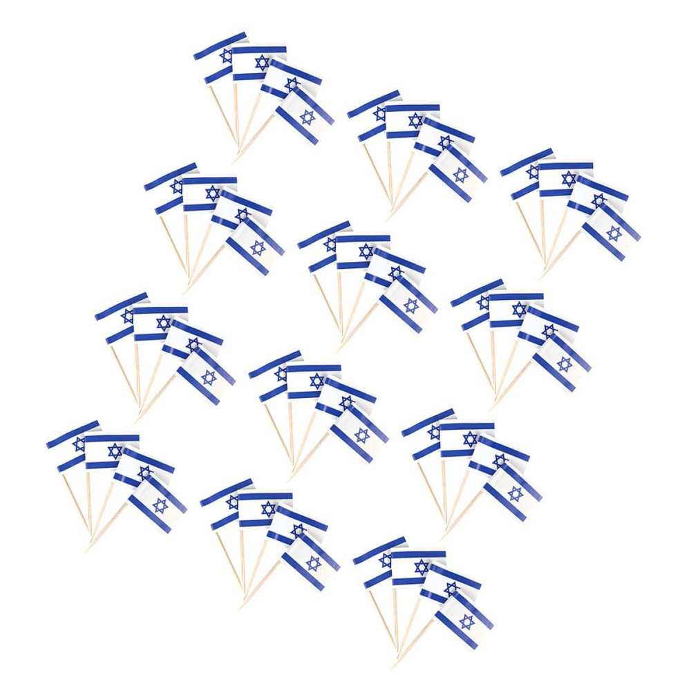 Vaguelly 200pcs Israel Flag Cake Toppers Toothpick Picks Party Cake Decorations Cupcake Insert for Independence Day and Celebration Events