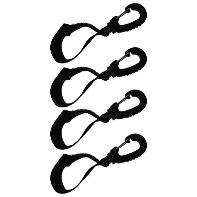 Mikinona 4pcs Stroller Hooks for Stroller 360-degree Rotatable Hanging Hooks with Strong Adhesive Multifunctional Bag Clips for Diaper Bags Black