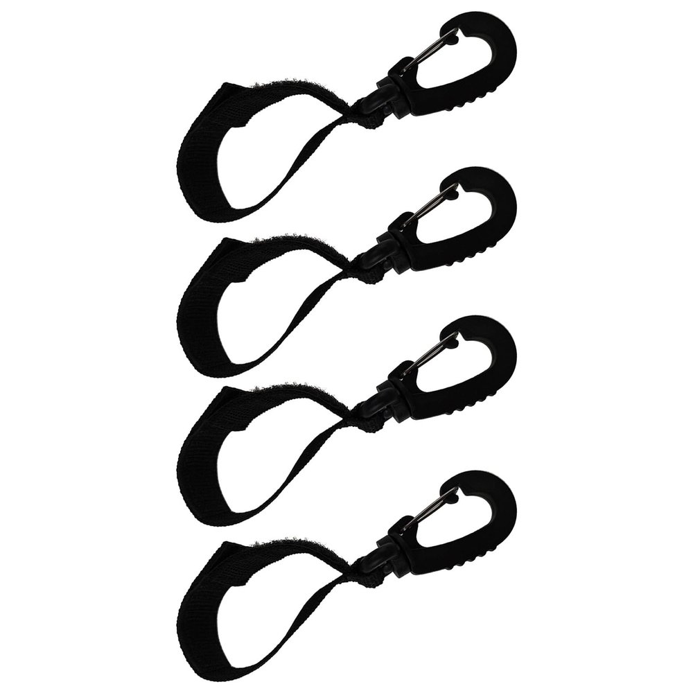 Mikinona 4pcs Stroller Hooks for Stroller 360-degree Rotatable Hanging Hooks with Strong Adhesive Multifunctional Bag Clips for Diaper Bags Black