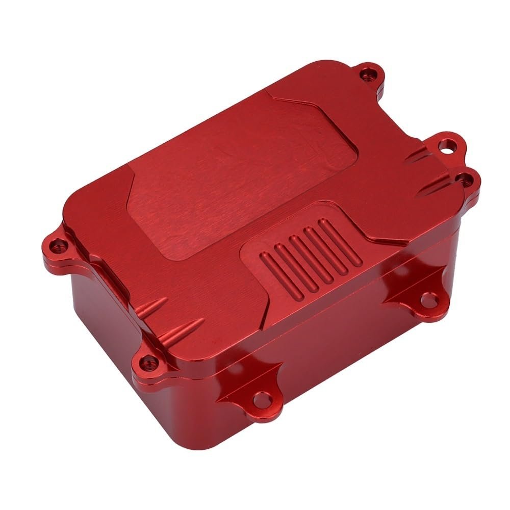 Aluminum Alloy Receiver Box ESC Electronic Tray Equipment Box for 1/10 RC Car Rock Crawler Axial SCX10 D90 D110 Chassis DIY(Red)
