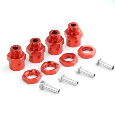 4PCS Aluminum Alloy 12mm to 17mm Wheel Hex Hubs Adapter Extension Conversion Nuts for 1/10 RC Car Upgrade 1/8 Tires(4pcs2)