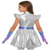 JEYPINMI Alien Tutu Dress for Girls with Gloves Child Metallic Robot Dance Dress Space Cadet Outfits Silver 16 Years view 2