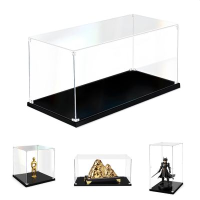 14x14x24inLxWxH Acrylic Display Case for Clear Display Boxes with Plastic Base, Model Showcase & Storage Organizer