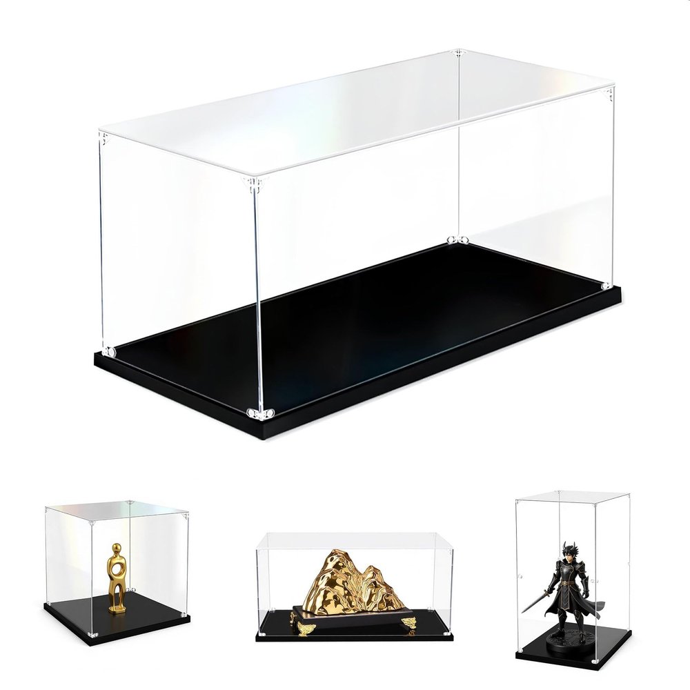 14x14x24inLxWxH Acrylic Display Case for Clear Display Boxes with Plastic Base, Model Showcase & Storage Organizer