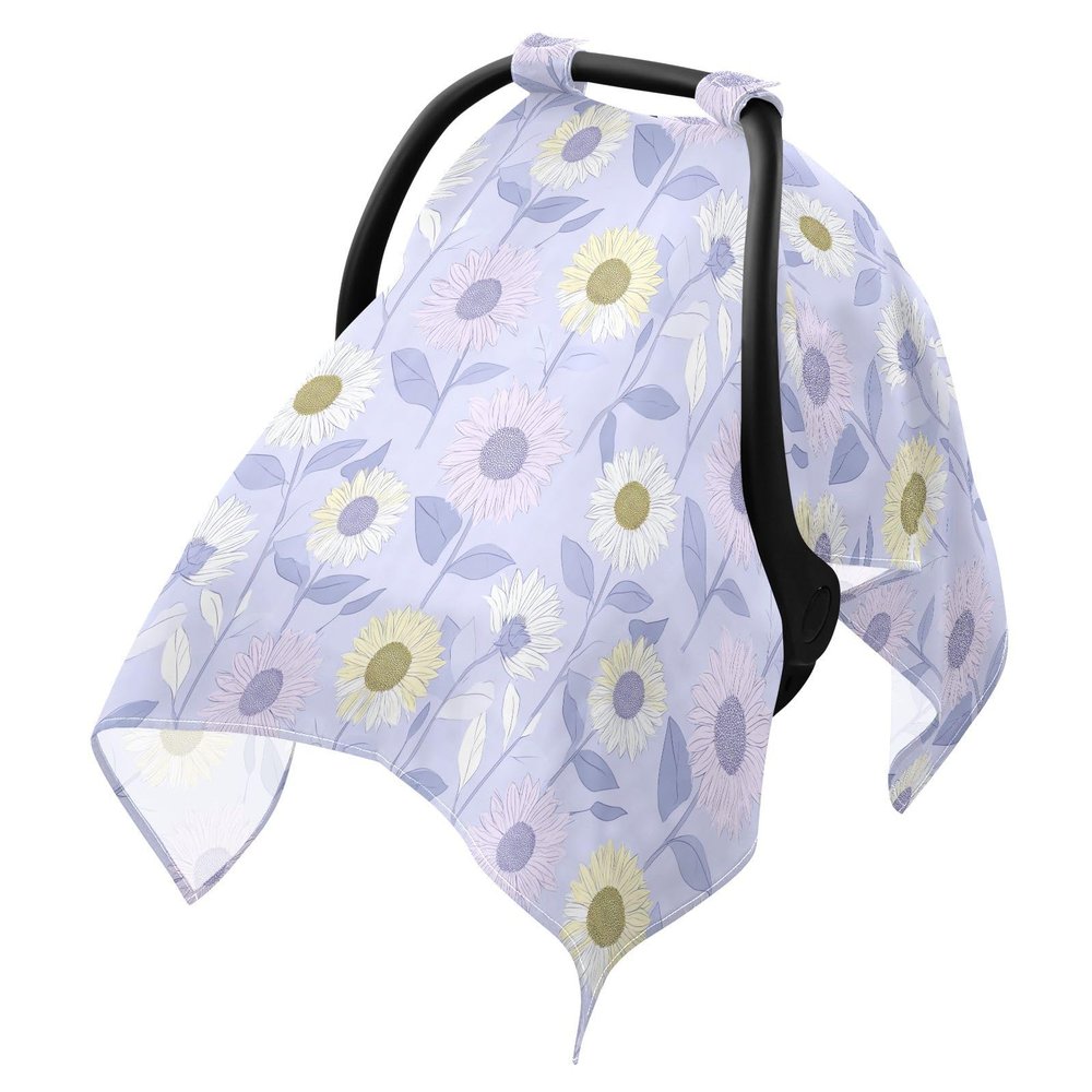 Sun Cover for Stroller Breathable Stroller Shade Extender, Protects from Dust and Snow Blu Ray Sunflower Pastel Purple