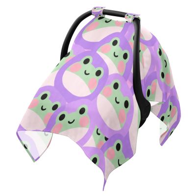 Sun Shade for Baby Strollers Windproof Bug Net Cover, Protects from Dust and Snow Cartoon Cute Frog Green Purple