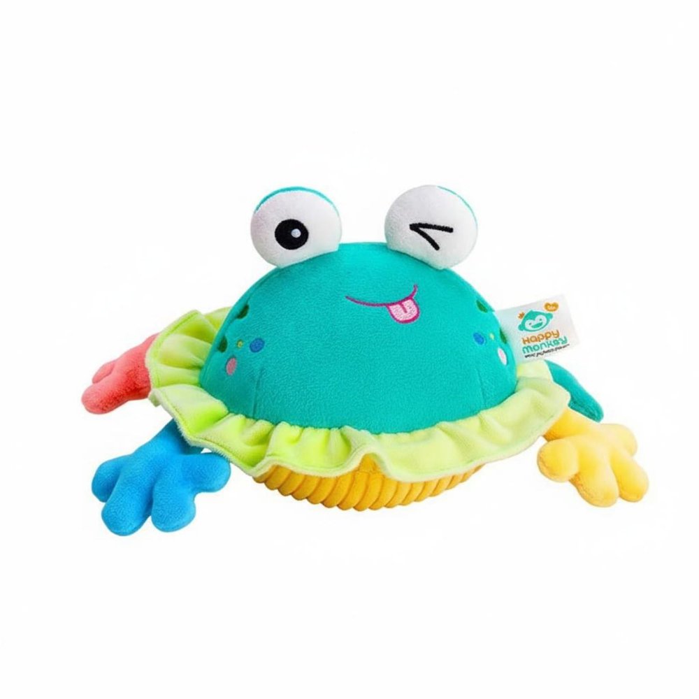 KiBcsLic Musical Stuffed Toy Musical Scuttling Crustacean Toy Gnaw Stuffed Animal for Crawlers, Young Children, Stomach Time, Frog