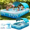 118"x68"x22 Inflatable Pool with Canopy, Large Blow up Pool for Family, Ideal for Garden, Backyard Water Party view 1