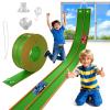 TAEMVV 15 Ft Dual Flexible Race Track for Kids, DIY Ramps Car Track Set Compatible with Hot Wheels 1/64 Diecast Cars, Reinforced Suction Cup for Boys Girls 3+, Green&Orange view 1