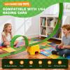 TAEMVV 15 Ft Dual Flexible Race Track for Kids, DIY Ramps Car Track Set Compatible with Hot Wheels 1/64 Diecast Cars, Reinforced Suction Cup for Boys Girls 3+, Green&Orange view 2