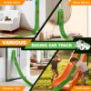 TAEMVV 15 Ft Dual Flexible Race Track for Kids, DIY Ramps Car Track Set Compatible with Hot Wheels 1/64 Diecast Cars, Reinforced Suction Cup for Boys Girls 3+, Green&Orange view 4