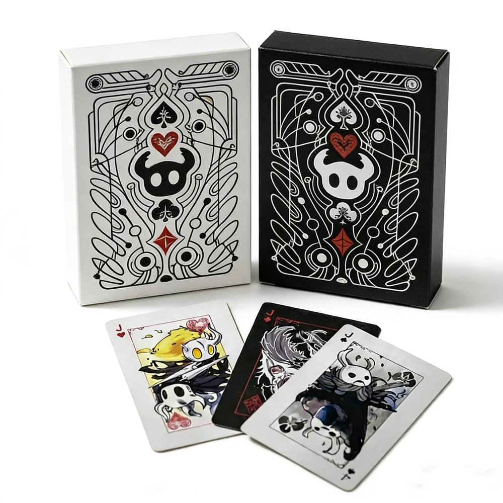LongGenius Hollow Knight Inspired Playing Cards, Black & White Poker Deck, Deck 54 Poker Size Cards, Indie Game Gothic Poker Set
