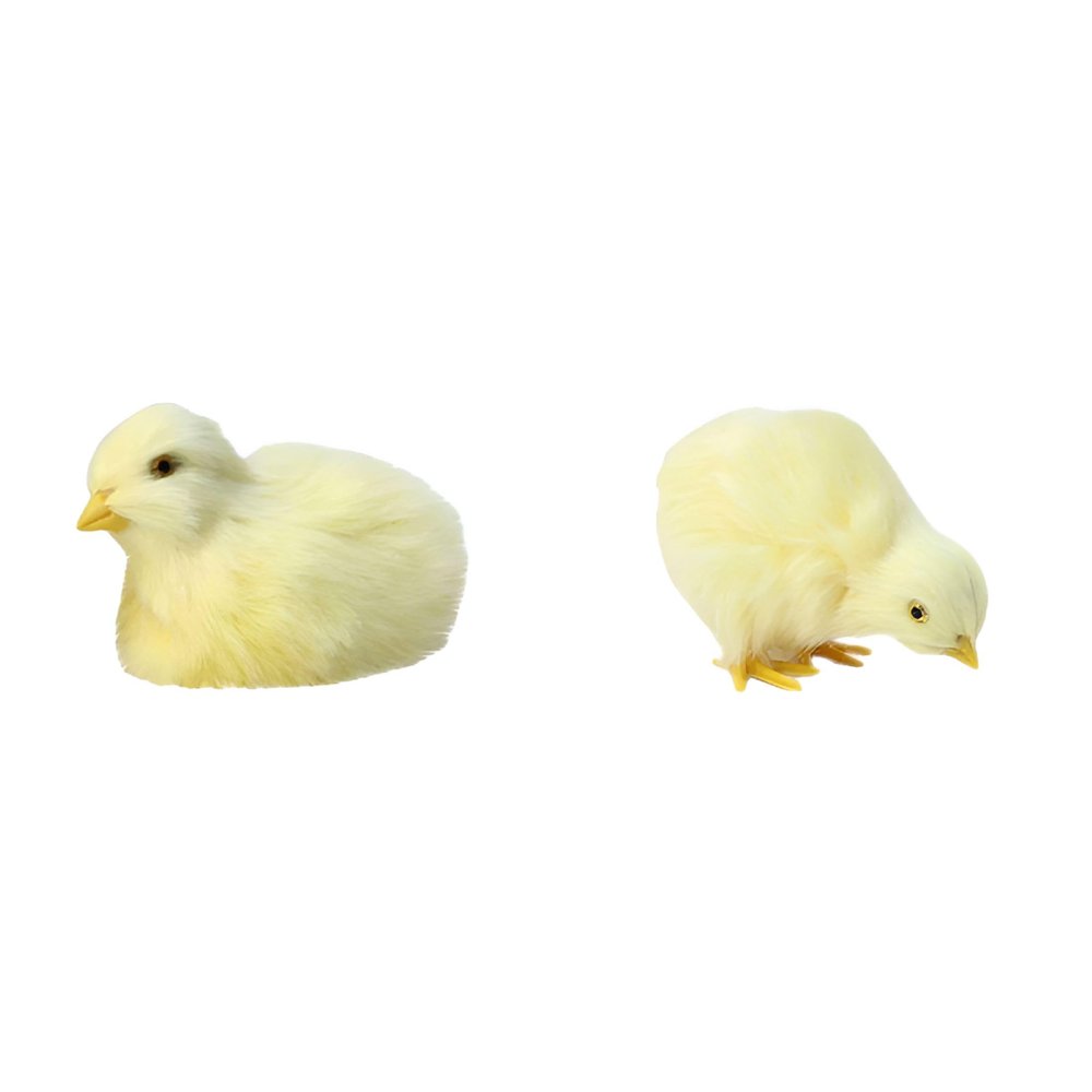 2Pcs Yellow Simulated Chick Figurines, Lifelike Farm Animal Decor for Easter, Spring & Farm-Themed Displays, Photography Props