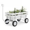 All-Terrain White Wagon Cart for Wedding Flower Girls, Heavy Duty Steel Utility Garden Cart with Handle and Removable Wooden Side Panels (White) view 1