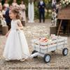 All-Terrain White Wagon Cart for Wedding Flower Girls, Heavy Duty Steel Utility Garden Cart with Handle and Removable Wooden Side Panels (White) view 2
