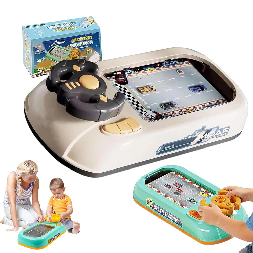 2026 New Updated Simulated Driving Racing Car Game with Sounds & Lights, Car Racing Adventure, with Racings Adventure Cars Steering Wheel, Develops Reflexes & Coordination for Boy Girl (P3)