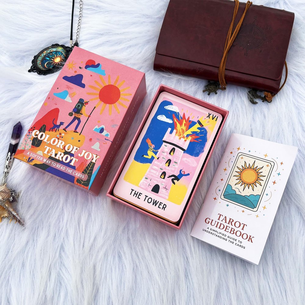 EMPATHSOUL Tarot Cards Deck 78 Cards with Guidebook, Color of Joy Tarot, Colorful Modern Tarot Deck for Beginners, Positive Tarot Cards for Intuitive Reading, Self Growth & Gift