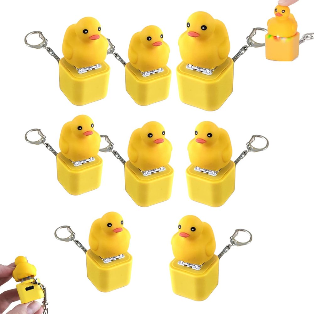 Frog Croaking Fidget Toy - USB-C Rechargeable KeychainAdults Keyboard Clicker Reliever Frog Croaking Fidget Toy with Colorful Lights Fun & Portable Anxiety Relief (Duck,8)