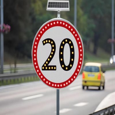 24" LED Flashing Solar Powered Speed Limit 20/30/40/50/60/80 Sign Sign in Traffic Road Highway (20)