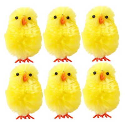 Ameble 6Pcs Baby Chicks Fluffy Mini Chicks for Easter Crafts Bonnet & Basket Decorations 4cm Plush Chick Ornaments Baby Easter Decor Chick Mini EAS