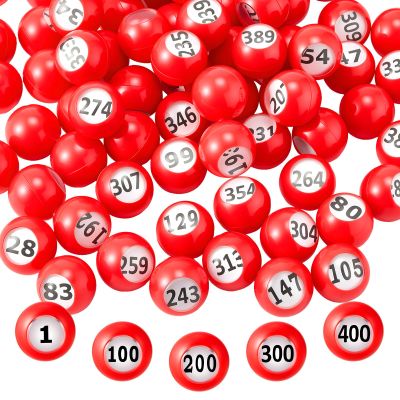 Liliful 400 Pcs Raffle Bingo Ball Set Numbered 1400 with Easy Read Window, Mini Plastic Balls for Game Night, and Large Group Activities, Red