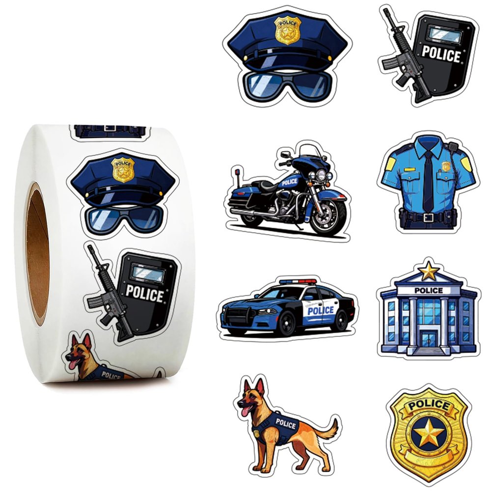 1000 Pcs Police Stickers, 1.5" Law Enforcement Stickers, Police Badge Stickers for Cops, Sheriff Stickers and Reward Stickers for Waterbottle Scrapbook Laptop