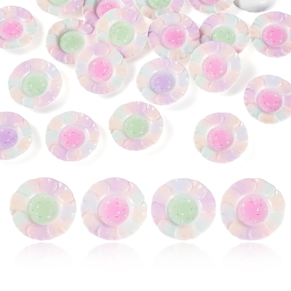 30 Pcs Plastic Miniature Plates Mini Miniature Kitchen Plates Cute Tableware Tray Dishes Ornaments for Landscape Fairy House Garden Tea Party Decor