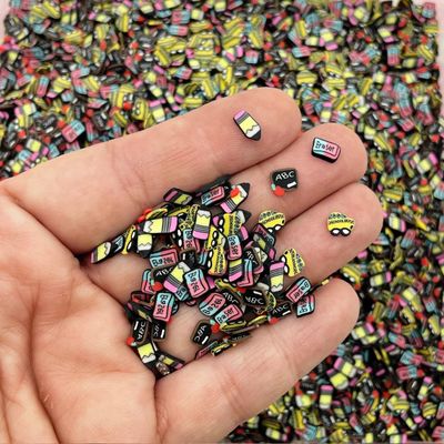 Back to School Polymer Clay Sprinkle Mix, School Bus, Pencil, Blackboard, Eraser Faux Sprinkles, Decoden Craft for Slime, Resin, Tumbler Shakers, DIY Projects (Container)