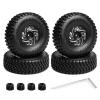 0.7" Beadlock Wheels Tires Set for Axial SCX30 Upgrades, 39 * 14mm, CNC Aluminum Wheel Brass Outer Rim and Tires with Foam Inserts Replacement for 1/30 RC Crawler Car Ford Bronco K10, Black view 1