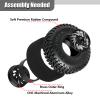 0.7" Beadlock Wheels Tires Set for Axial SCX30 Upgrades, 39 * 14mm, CNC Aluminum Wheel Brass Outer Rim and Tires with Foam Inserts Replacement for 1/30 RC Crawler Car Ford Bronco K10, Black view 3