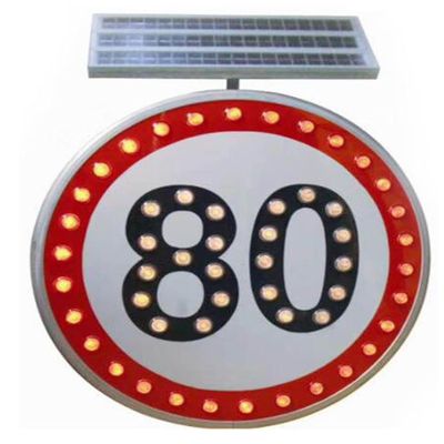 24" Solar Powered Solar Speed Limit Sign, LED Flashing Traffic Sign for Roadway, Waterproof Aluminum Traffic Signals (80)